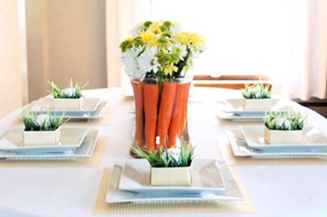 vaso de cenoura para mesa posta de páscoa