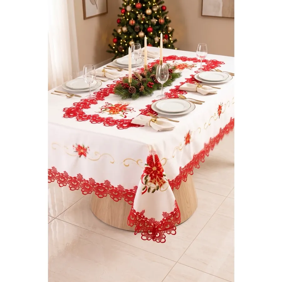 Toalha de mesa natalina de renda guipir 103