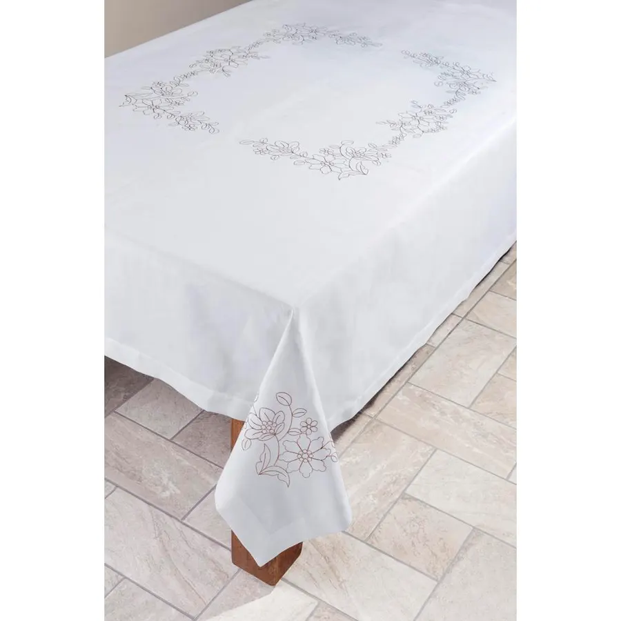 Toalha de mesa com bordado floral 7024