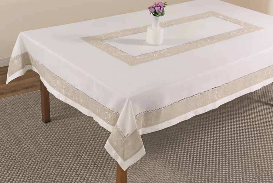 Toalha de Mesa e Guardanapo - Tecido Poli-linho 9019