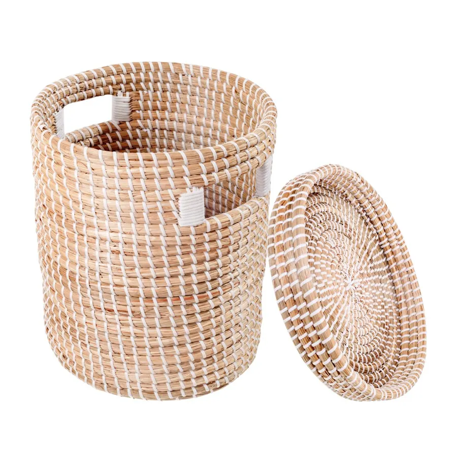 Cachepô com tampa de seagrass CH545