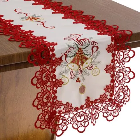 Trilho de mesa natalino bordado com guipir 102