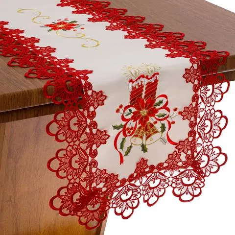 Trilho de mesa natalino bordado com guipir 103