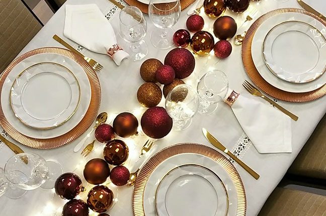 mesa decorada para o natal