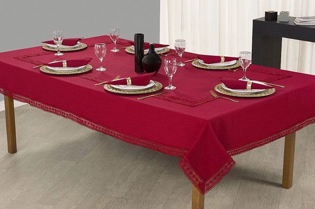 toalha de mesa vermelha para natal