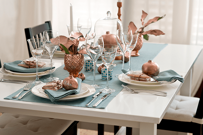 tendência de cores para mesa posta